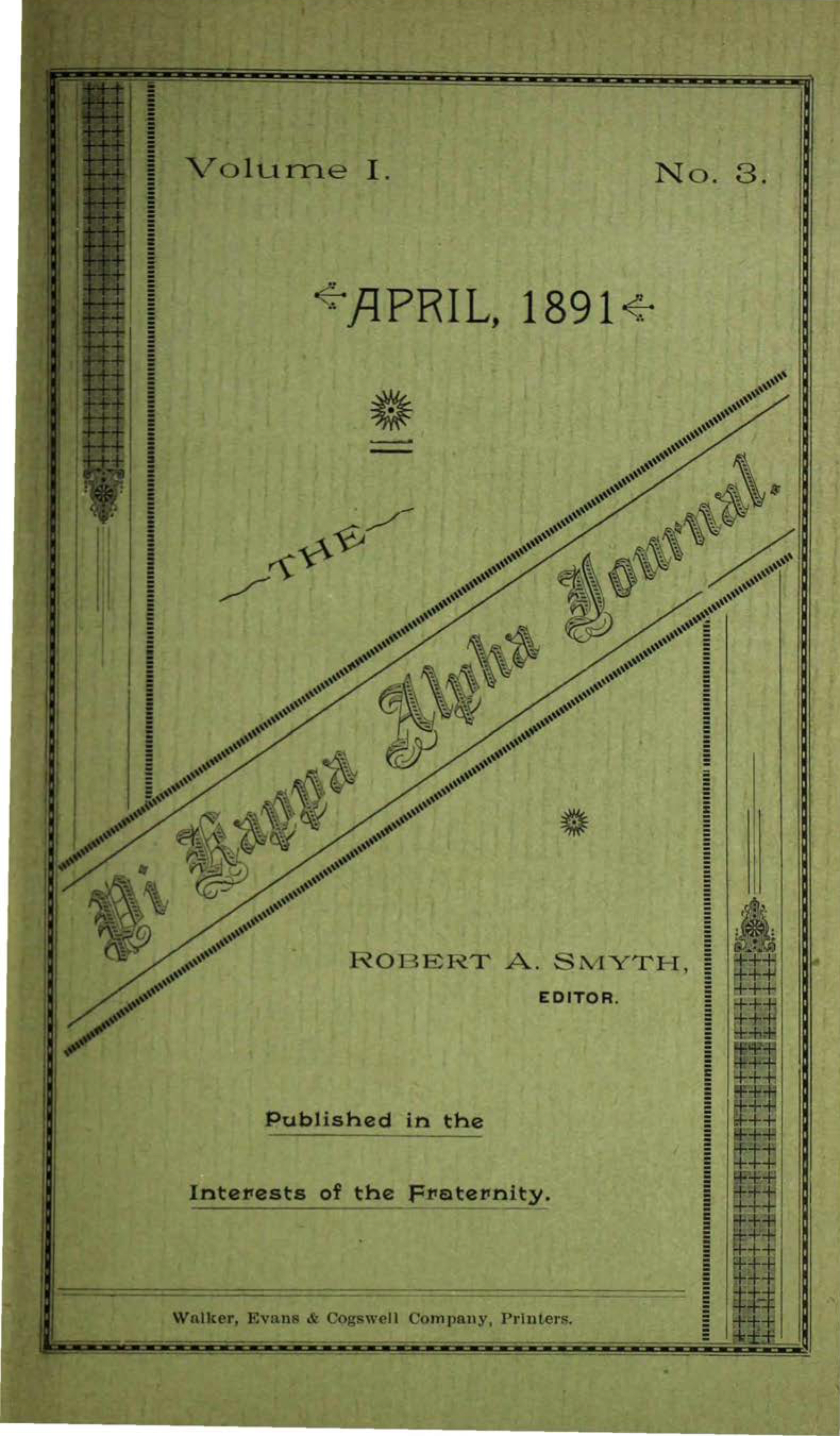 Journal of Pi Kappa Alpha, Vol. 1, No. 3, April 1891